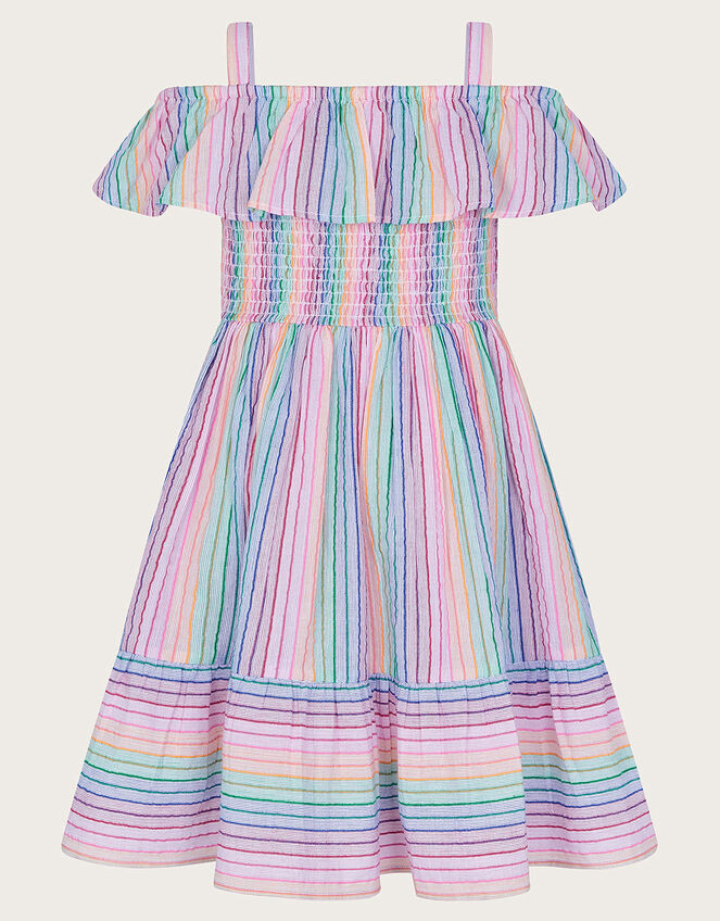 Stripe Frill Beach Dress, Ivory (IVORY), large