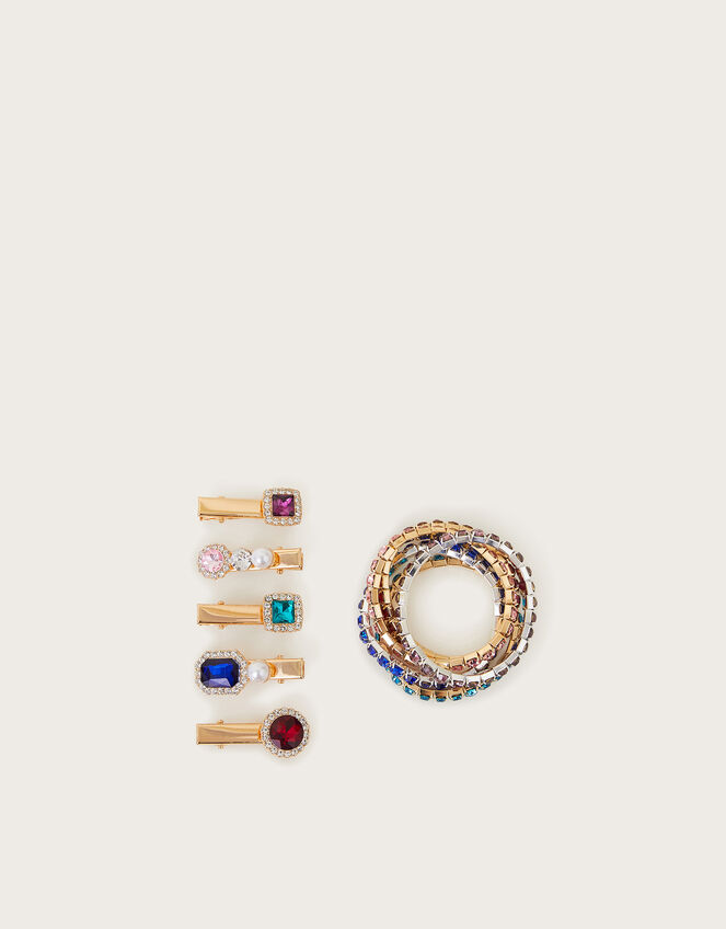 Gemstone Hair Clips and Bracelets Set, , large