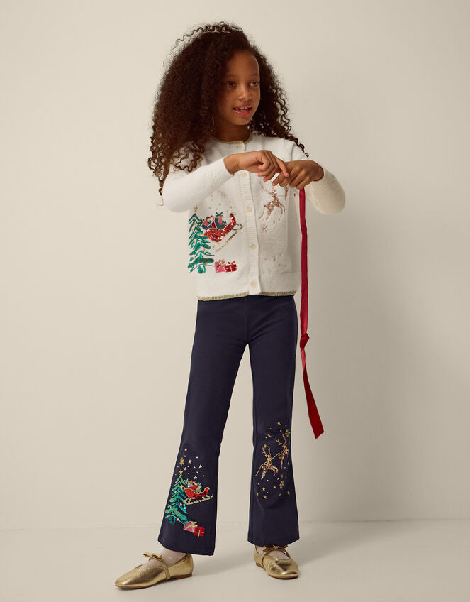 Christmas Kick Flare Leggings, Blue (NAVY), large