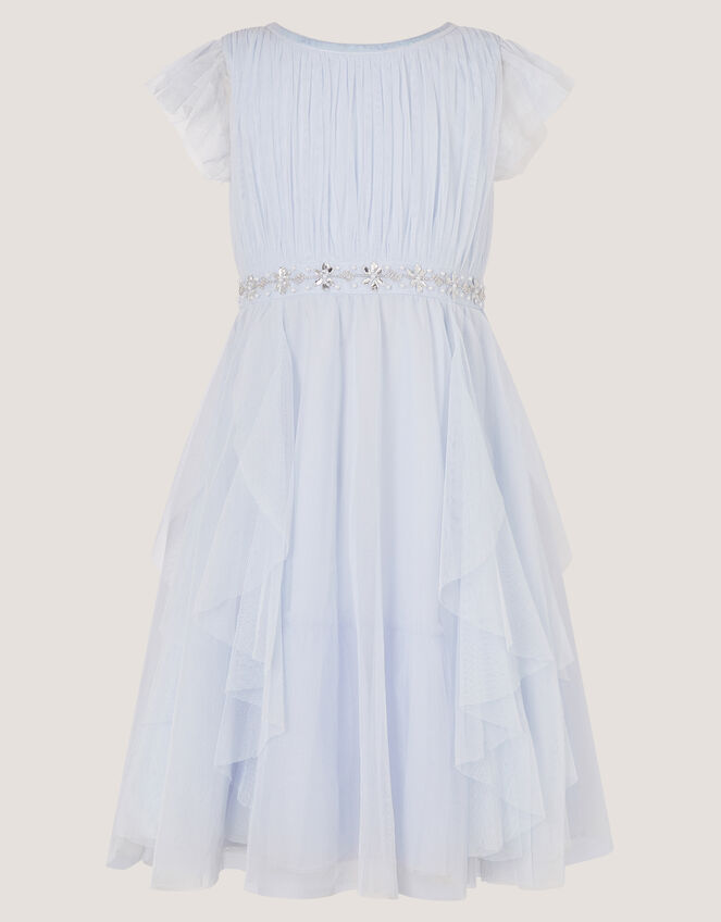 Pennie Embellished Ruffle Party Dress, Blue (PALE BLUE), large