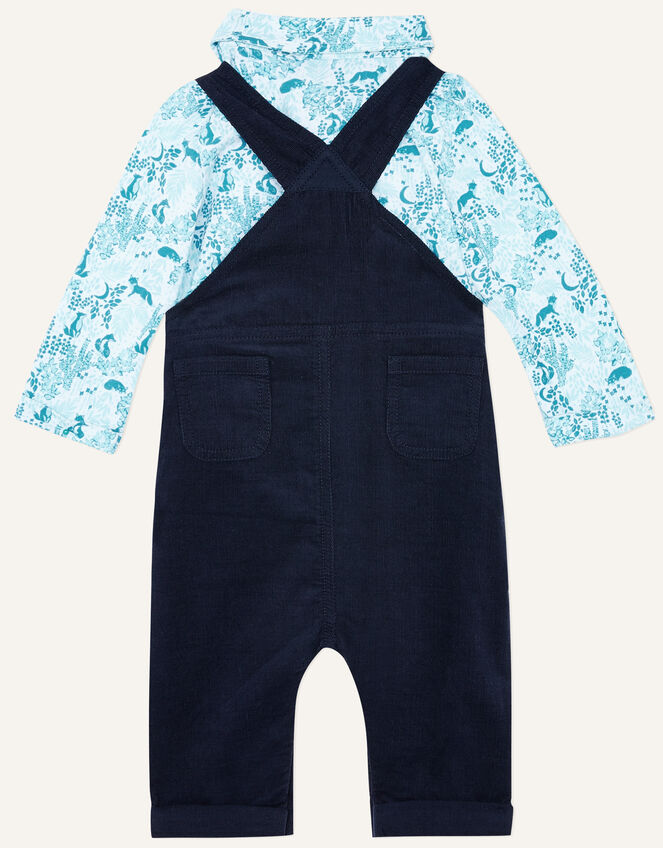 Newborn Dungaree and Shirt Set, Blue (NAVY), large