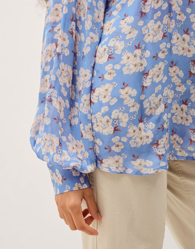 Sian Floral Print Blouse, Blue (BLUE), large