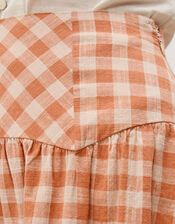 Hattie Gingham Midi Skirt, Orange (CORAL), large