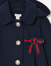 Bow Brooch Swing Coat, Blue (NAVY), large