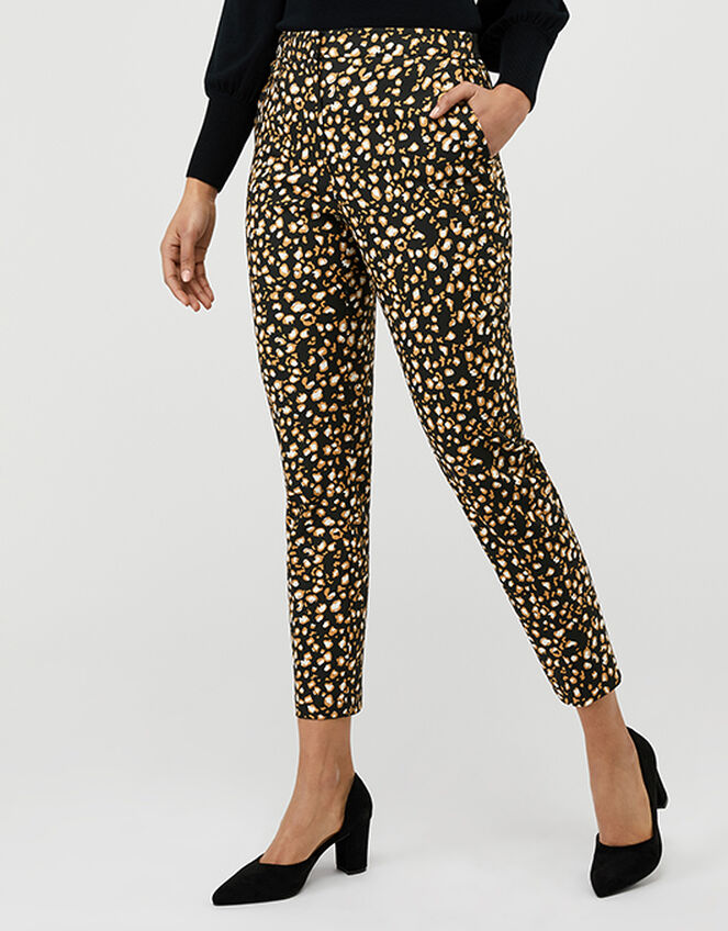 Camillia Animal Print Slim Trousers, Black (BLACK), large