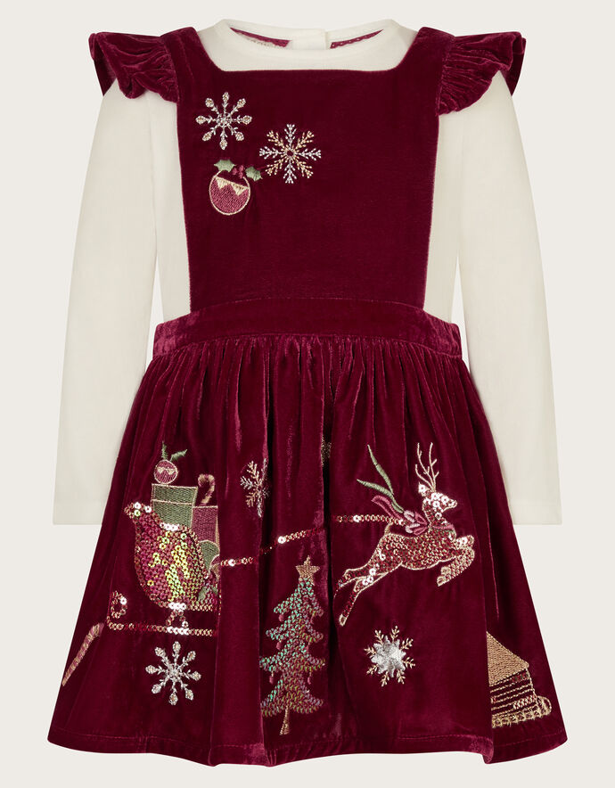 Baby Girl Daisy Pinafore Dress Set Mauve main image 1