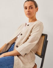 Dana Linen Blend Button Through Jacket, Natural (NATURAL), large