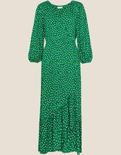 Polka Dot Jersey Dress, Green (GREEN), large