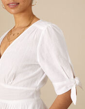 Dolly Dobby Stripe Short Dress, White (WHITE), large