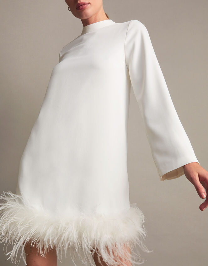 Andrea Feather Bridal Dress, Ivory (IVORY), large