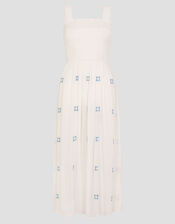 Briar Shirred Maxi Dress, White (WHITE), large