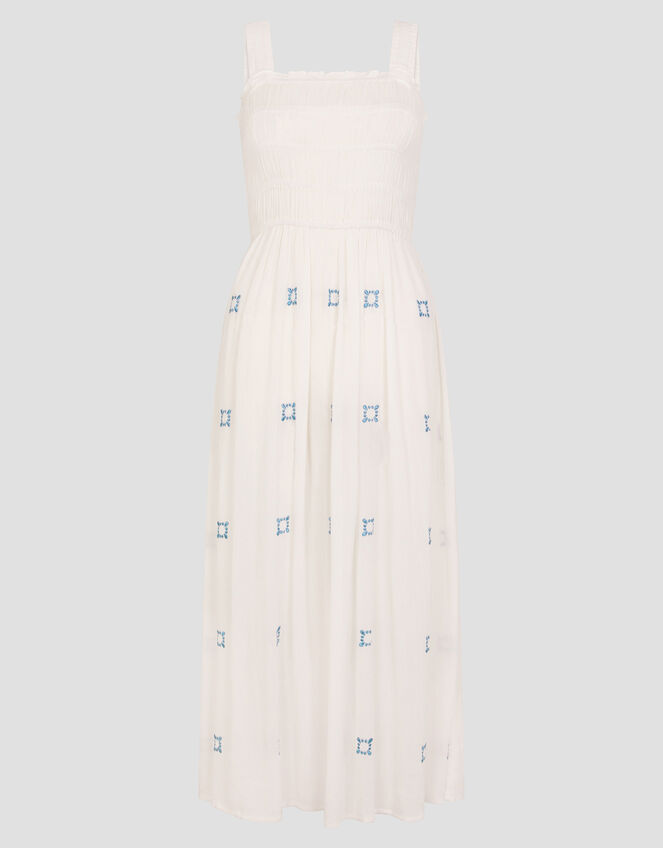 Briar Shirred Maxi Dress, White (WHITE), large