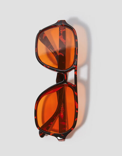 Amber Tort Aviator Sunglasses, , large