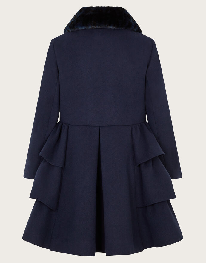 18580 Faux Fur Collar Suede Coat - Ecru