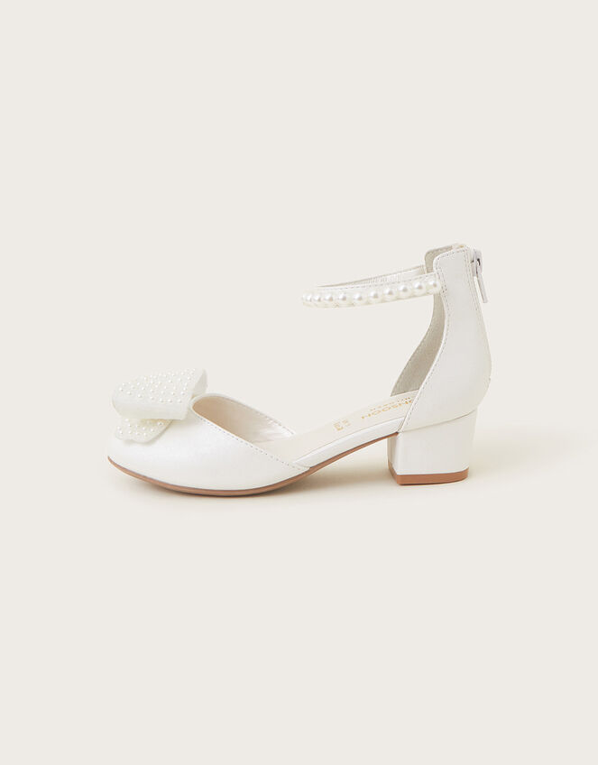 Pearly Bow Two-Part Heels, Ivory (IVORY), large