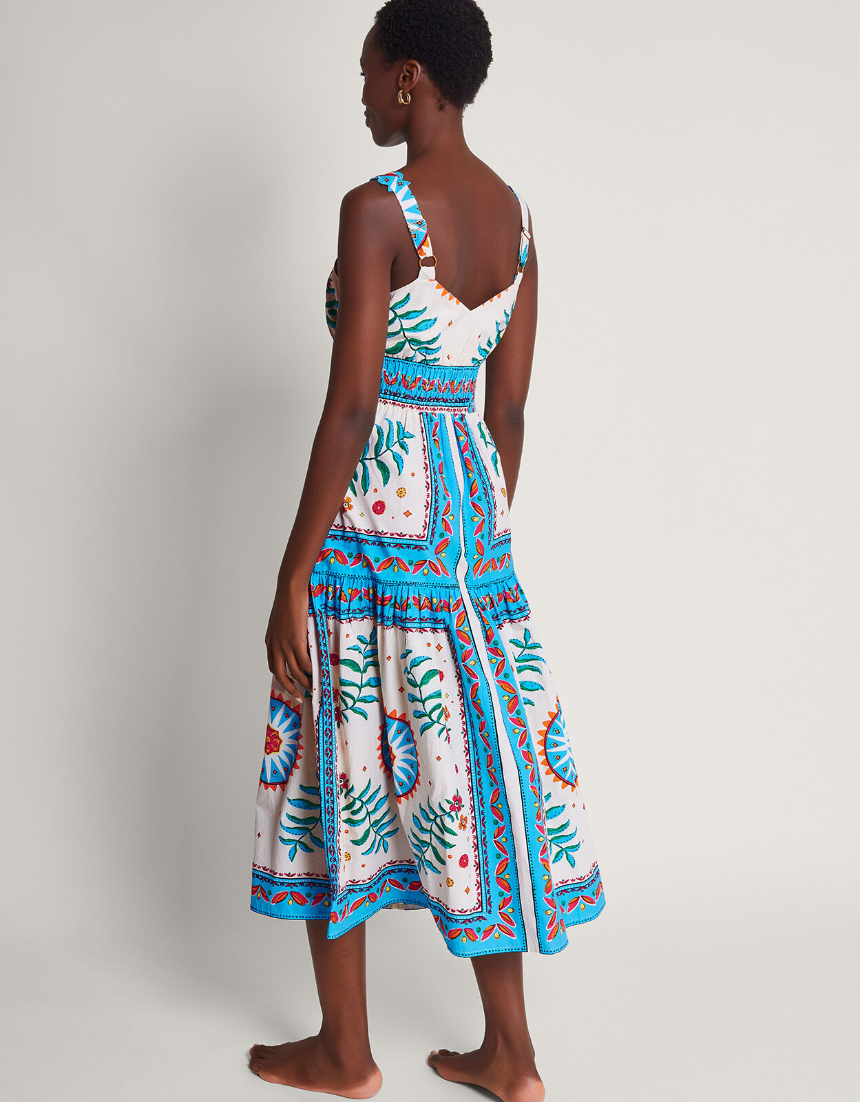 Anya Border Print Dress Ivory