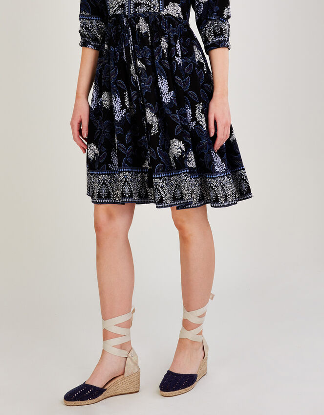 Cut-Out Detail Tie Up Espadrille Wedges, Blue (NAVY), large
