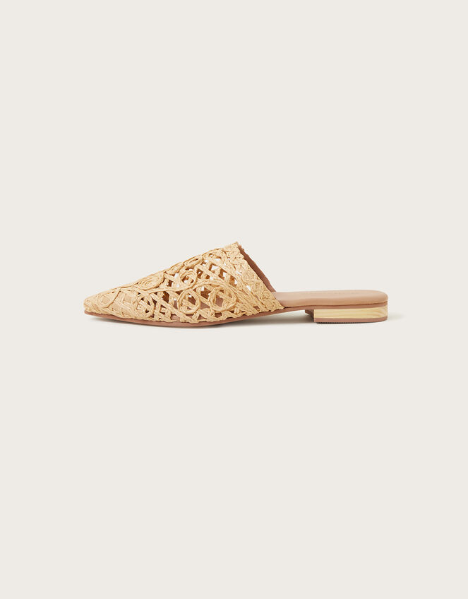 Pointed Toe Raffia Mules, Natural (NATURAL), large
