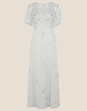 Elena Embellished Maxi Dress, Silver (SILVER), large
