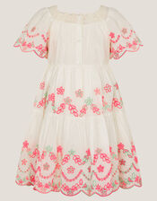 Floral Broderie Short Sleeve Dress, Multi (MULTI), large