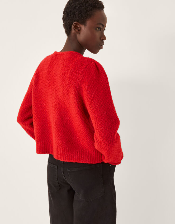 Fessa Jewel Brooch Cardigan, Red (RED), large