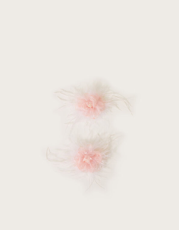 2-Pack Feather Flower Hair Clips, , large