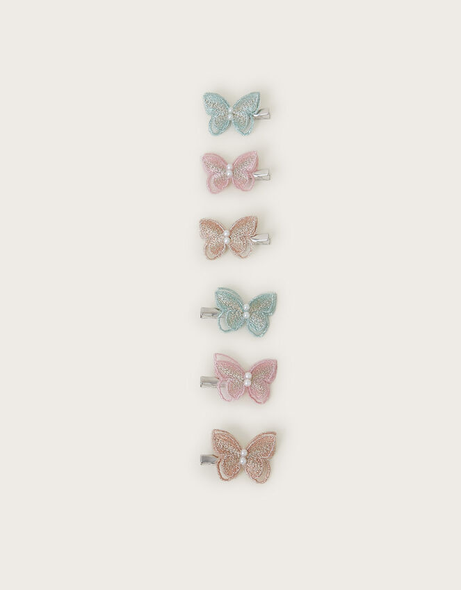 6-Pack Embroidered Butterfly Hair Clips, , large