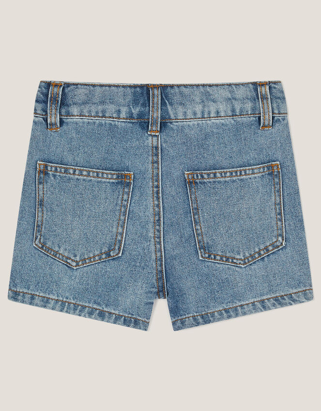 Embroidered Denim Shorts, Blue (BLUE), large