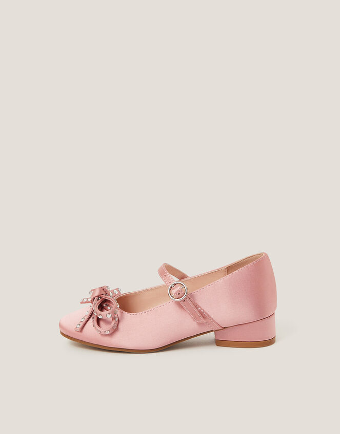 Diamante Bow Ballet Heels, Pink (PINK), large