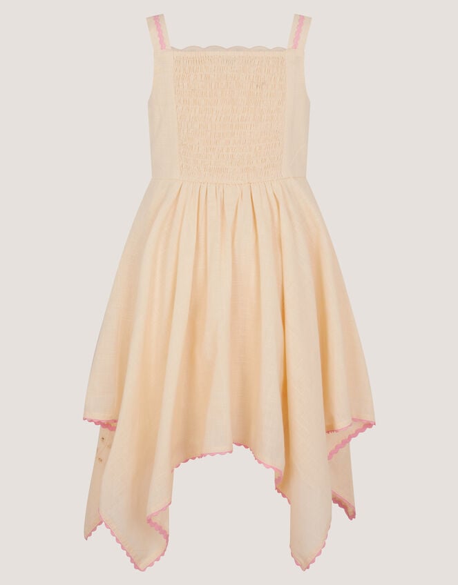 Butterfly Embroidered Hanky Hem Dress, Ivory (IVORY), large