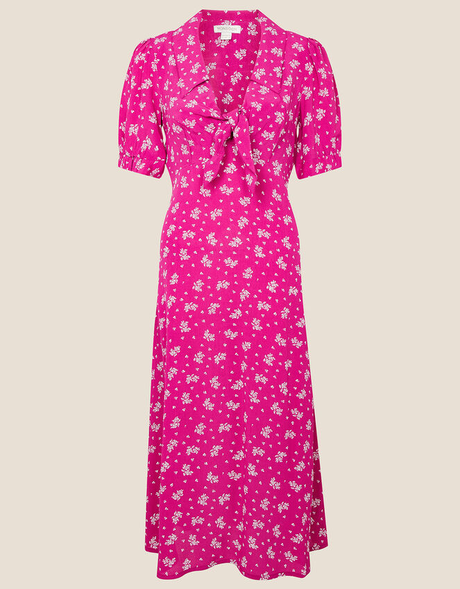 Abril Printed Tie Detail Dress Pink