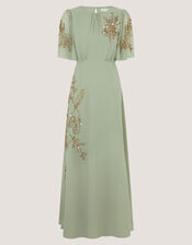 Skyler Floral Embellished Maxi Dress, Green (SAGE), large