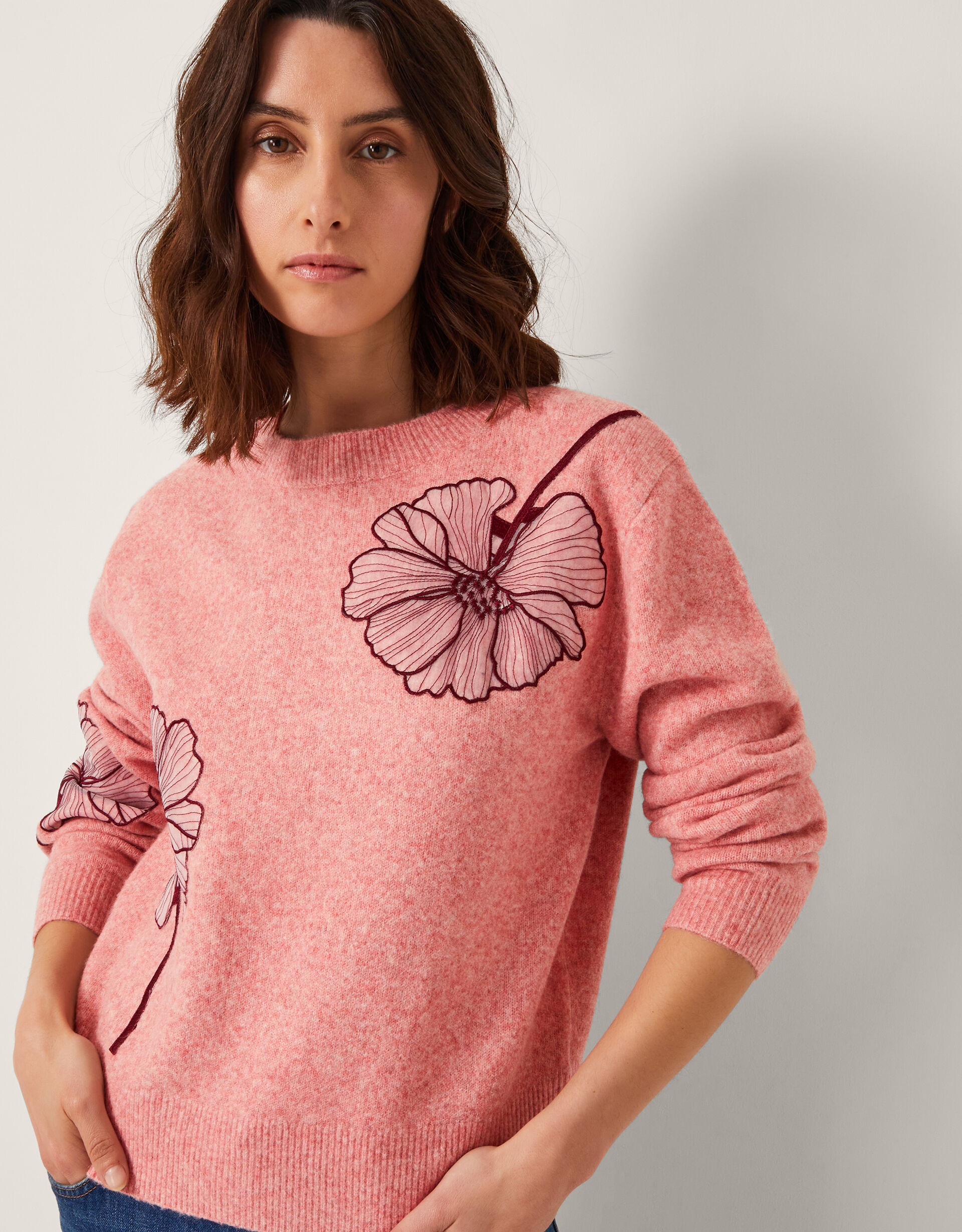 Abi Floral Appliqué Jumper Pink