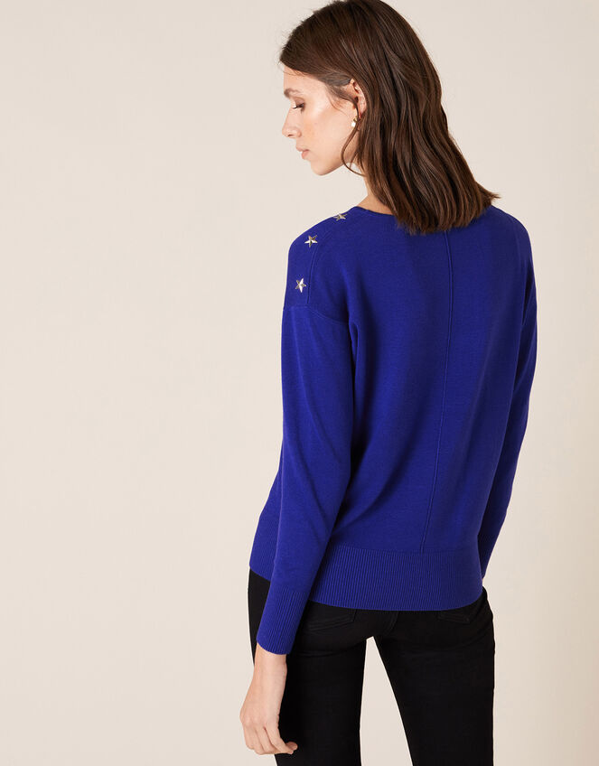 Star Stud Knit Jumper, Blue (COBALT), large