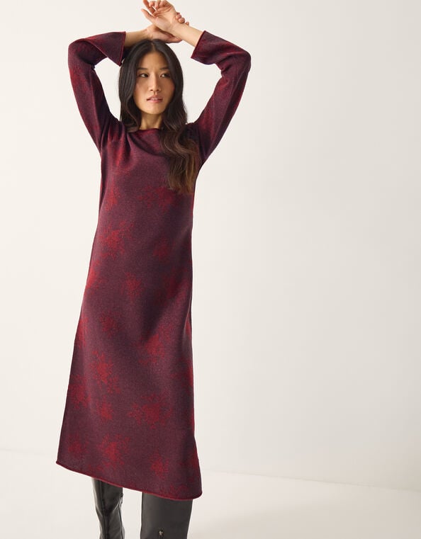 Fianna Floral Knit Midi Dress, Red (CHERRY), large