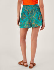 Tile Print Shorts, Blue (TURQUOISE), large