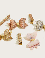 Glitter Bow Hair Clip Set, , large