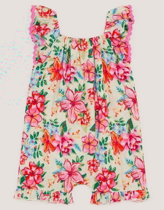 Baby Floral Print Playsuit, Ivory (IVORY), large