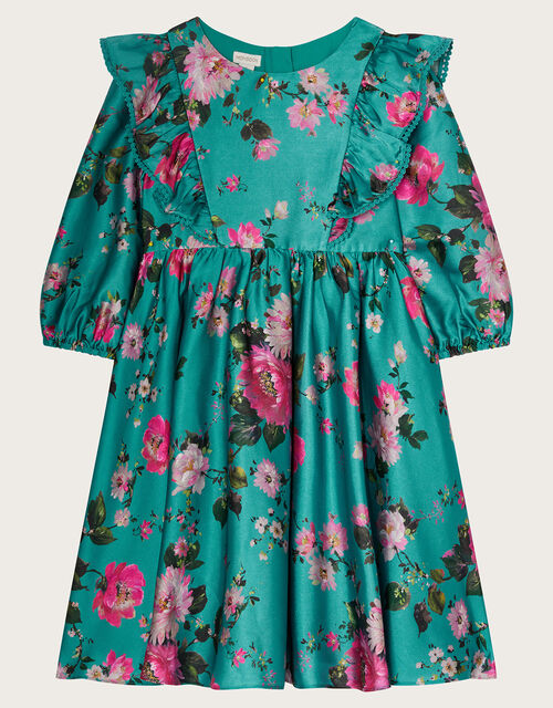 Suzanna Floral Print Satin Dress, Multi (MULTI), large