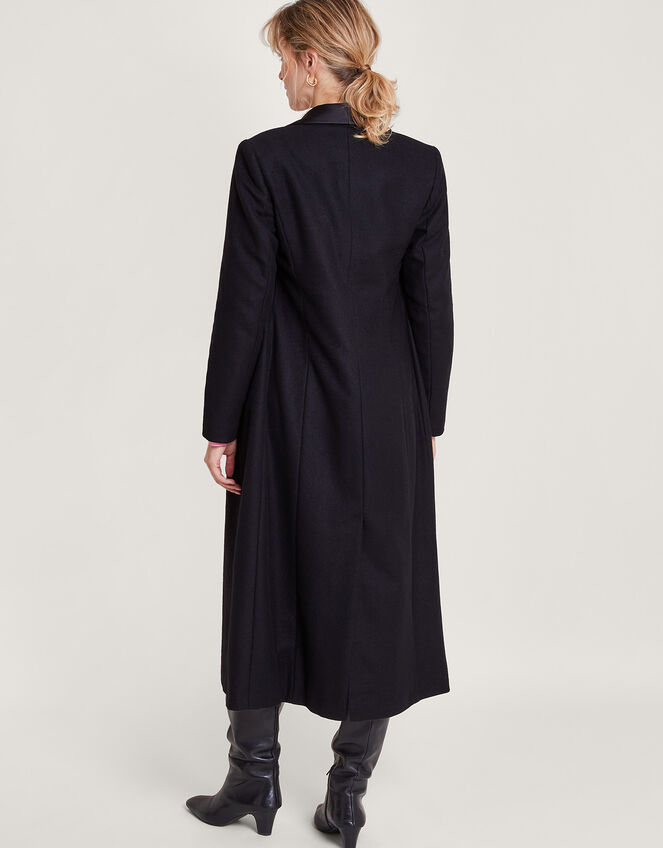 Tallulah Wool-Rich Long Tuxedo Coat , Black (BLACK), large