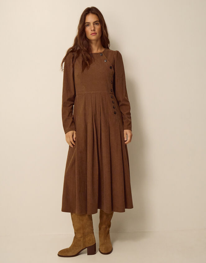 Silvia Button Stretch Corduroy Midi Dress