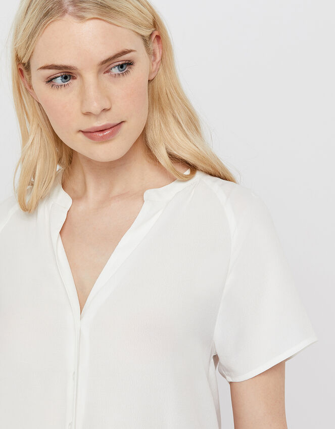 Zinnia Short Sleeve Blouse, Ivory (IVORY), large