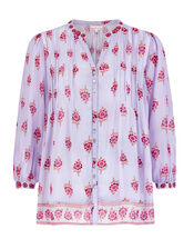 East Stine Floral Print Blouse, Purple (LILAC), large