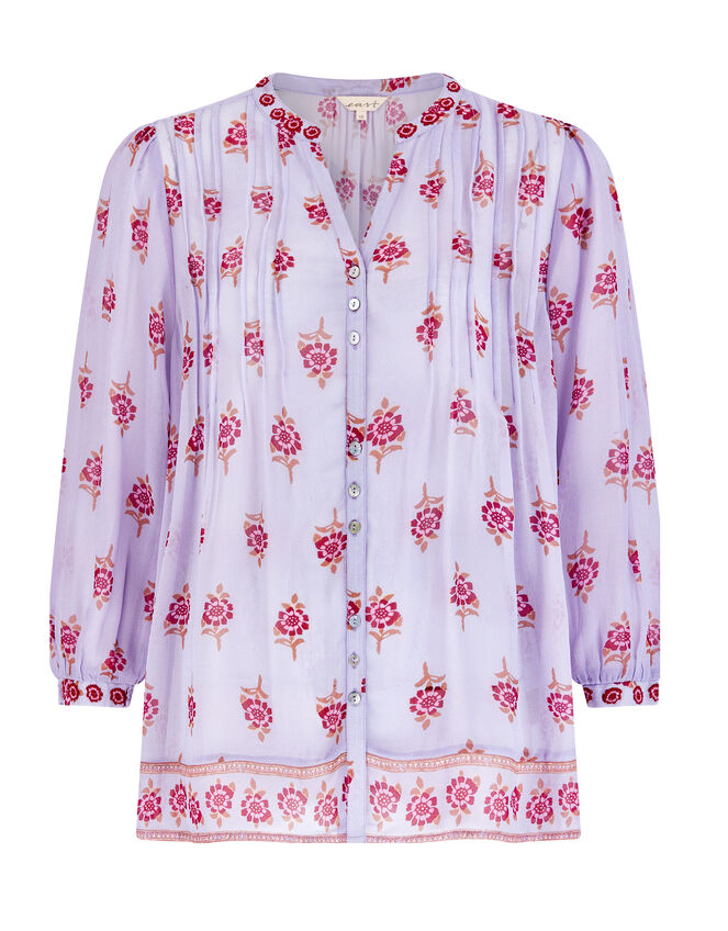 East Stine Floral Print Blouse, Purple (LILAC), large