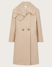 Bow Collar Coat, Camel (CAMEL), large