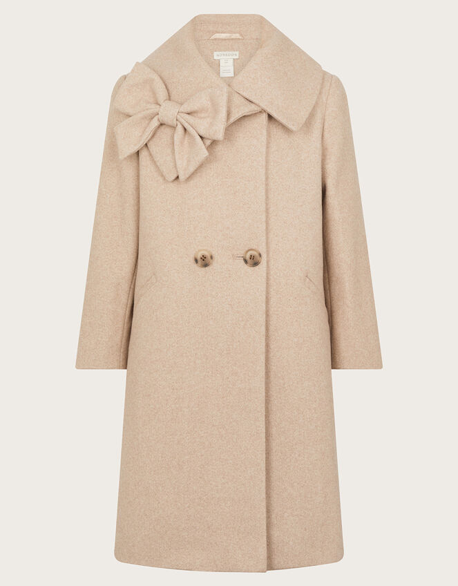 Bow Collar Coat, Camel (CAMEL), large