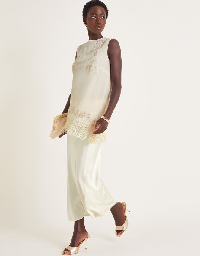 Tanks Fringe Halter Neck Top - Ivory