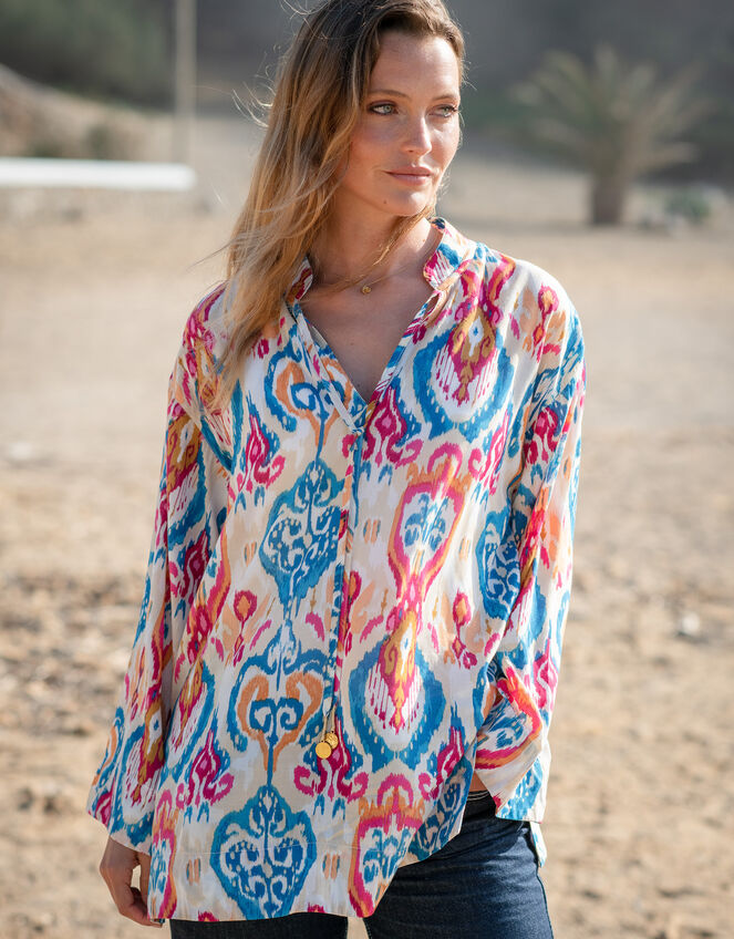 La Galeria Elefante Elizabeth Printed Kaftan Top, Multi (MULTI), large