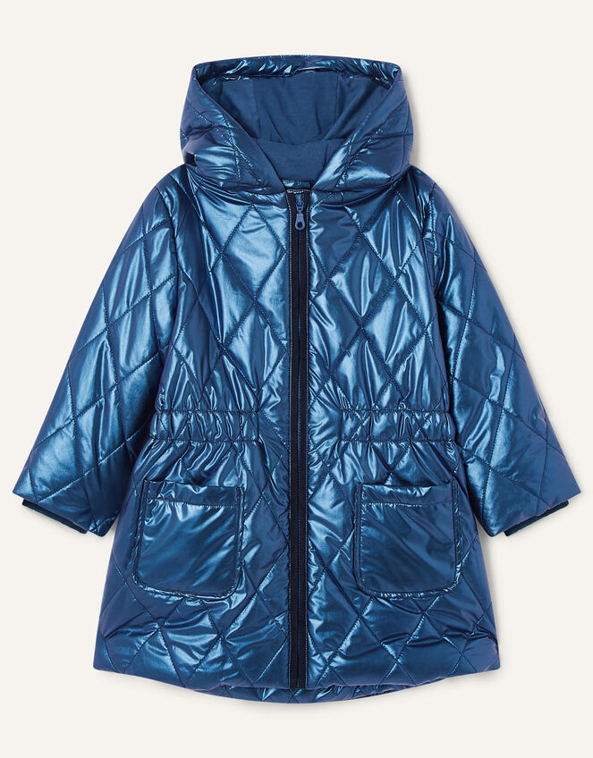 Lightweight Ruffle Hem Coat, Blue (NAVY), large