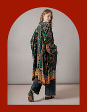 One Hundred Stars Velvet Dragon Print Kimono, , large